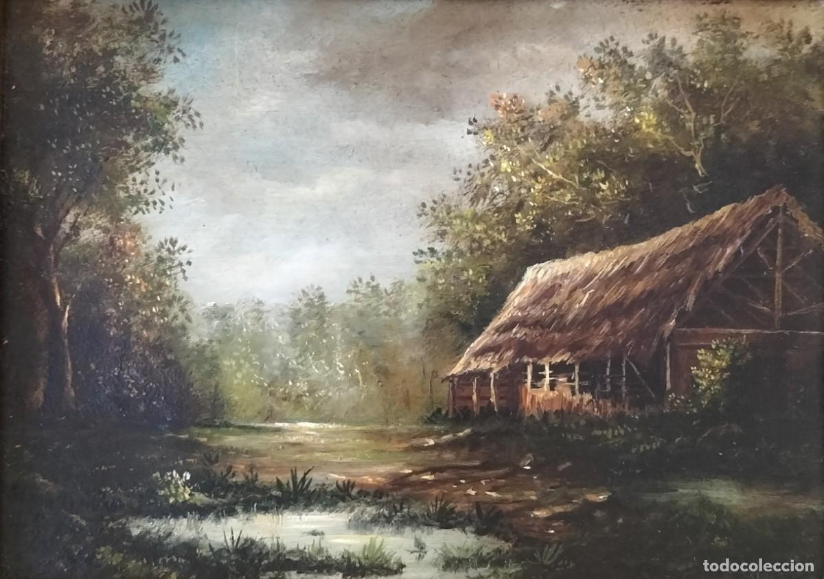 Arte: Conjunto 4 &Oacute;leos sobre Cobre &ndash; Paisaje y Caminos- J. M. Angulo (Esc. Cordobesa c. 1988)