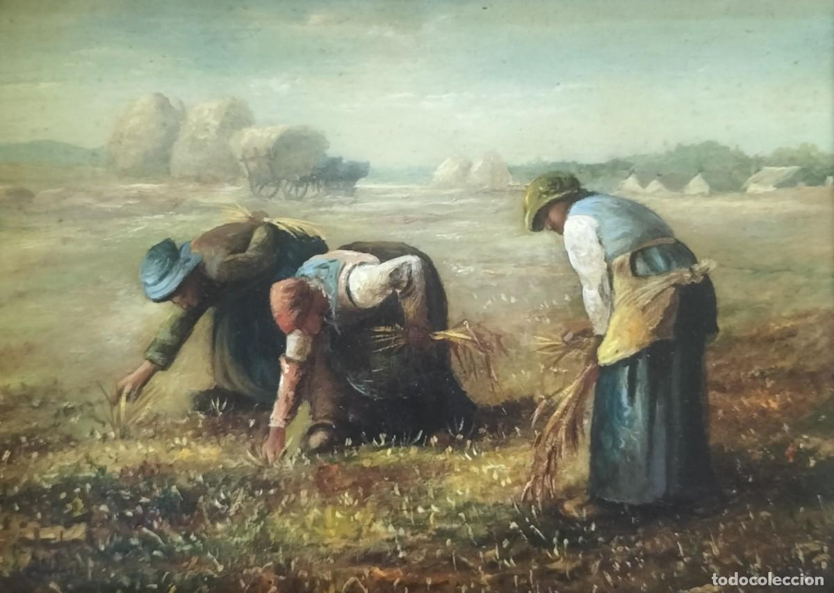 Arte: Conjunto 4 &Oacute;leos sobre Cobre &ndash; Siglo XIX Cosecha y Realismo Franc&eacute;s- J. M. Angulo (Esc. Cordobesa c.