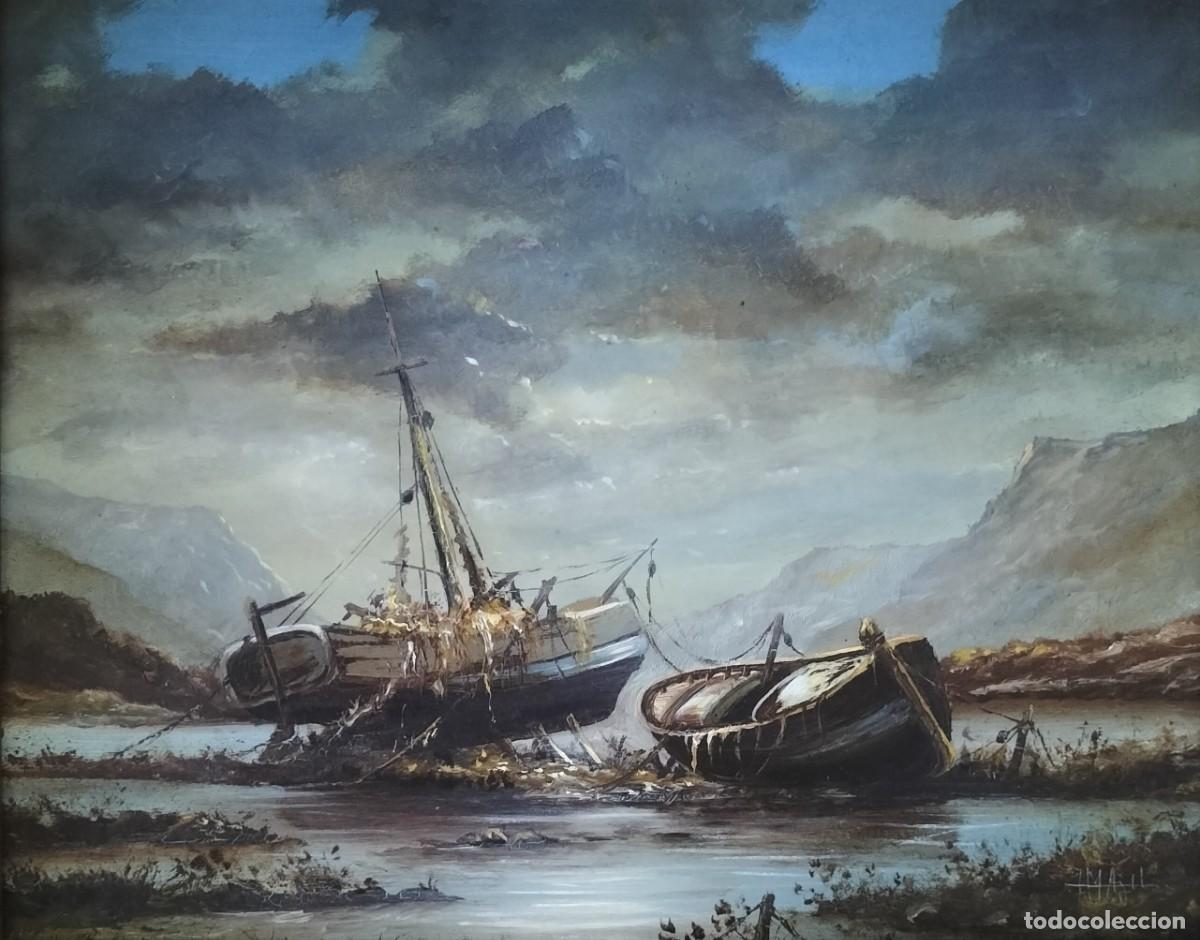 Arte: &Oacute;leo sobre Cobre &ndash; Marina Rom&aacute;ntica - J. M. Angulo (Esc. Cordobesa c. 1988)