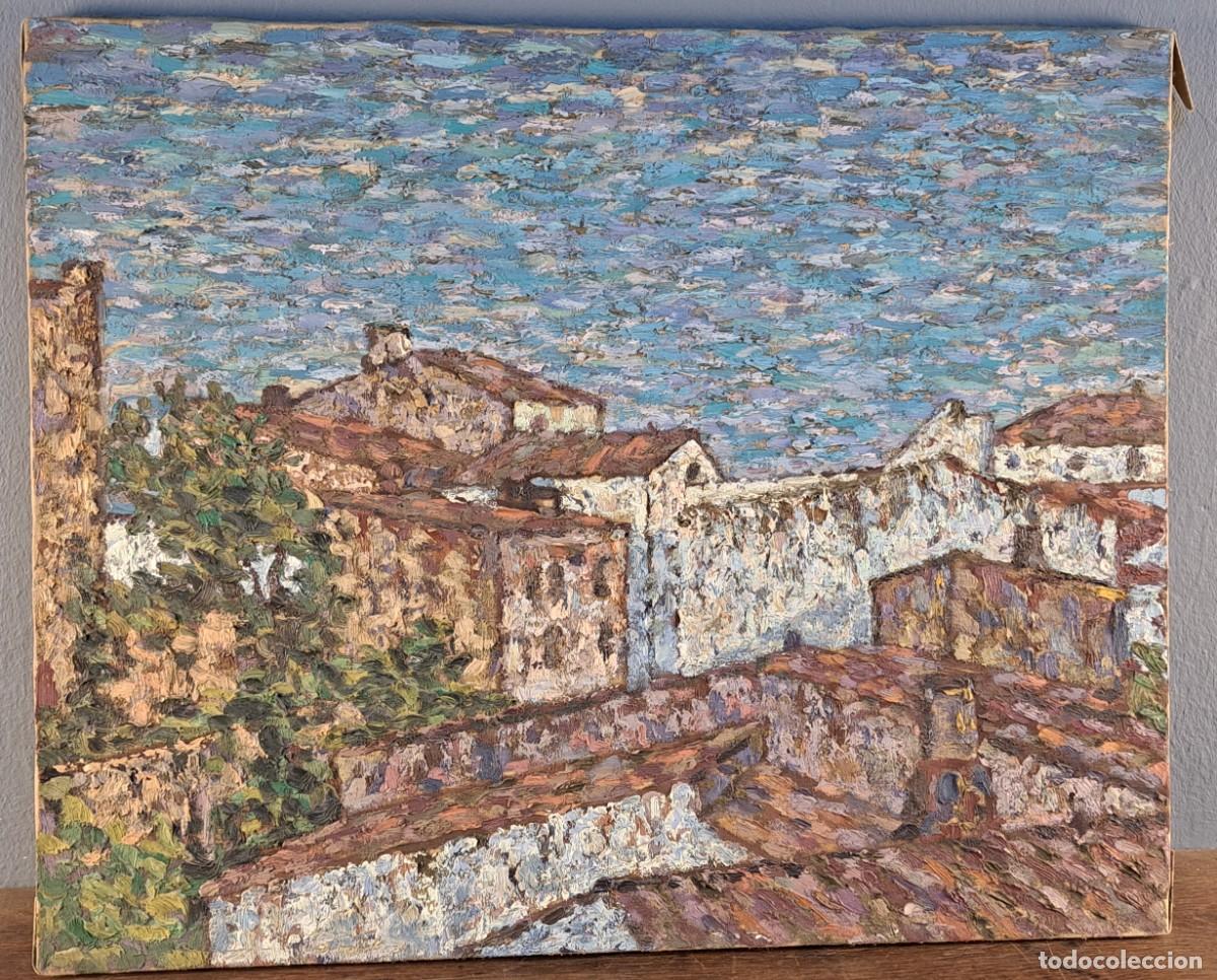 Arte: &Oacute;leo sobre lienzo, paisaje mediterr&aacute;neo. Escuela catalana, mediados del siglo XX