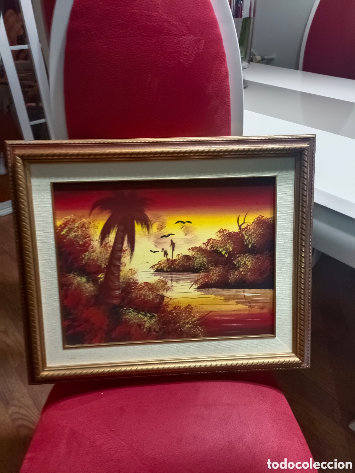 Arte: Pareja de Cuadros Oleo Paisaje Palmeras