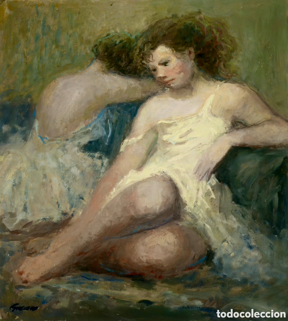 Arte: Jose Gevara (M&aacute;laga 1930-2017) preciosa pintura bailarinas, firmado.