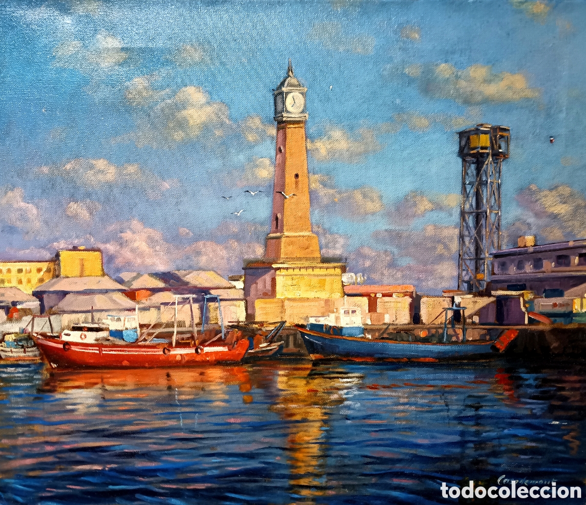 Kunst: PUERTO DE BARCELONA -FRANCESC CASADEMONT 1923 - 2017