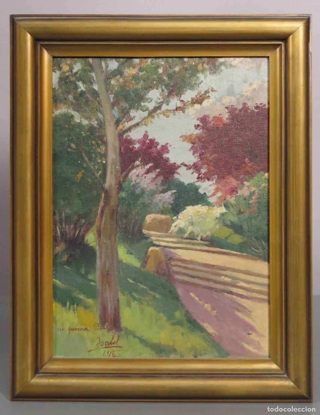 Arte: VISTA JARDIN. AU PLEIN AIR. OLEO S/ LIENZO. FIRMADO Y FECHADO 1916.