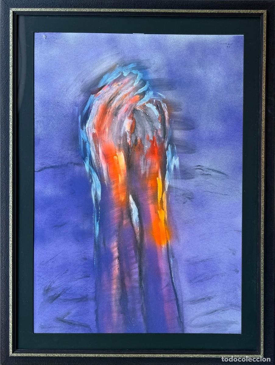 Arte: Vicent Calbet Riera (1940-1994) &ndash; Manos en plegaria &ndash; T&eacute;cnica mixta &oacute;leo acuarela, 1993