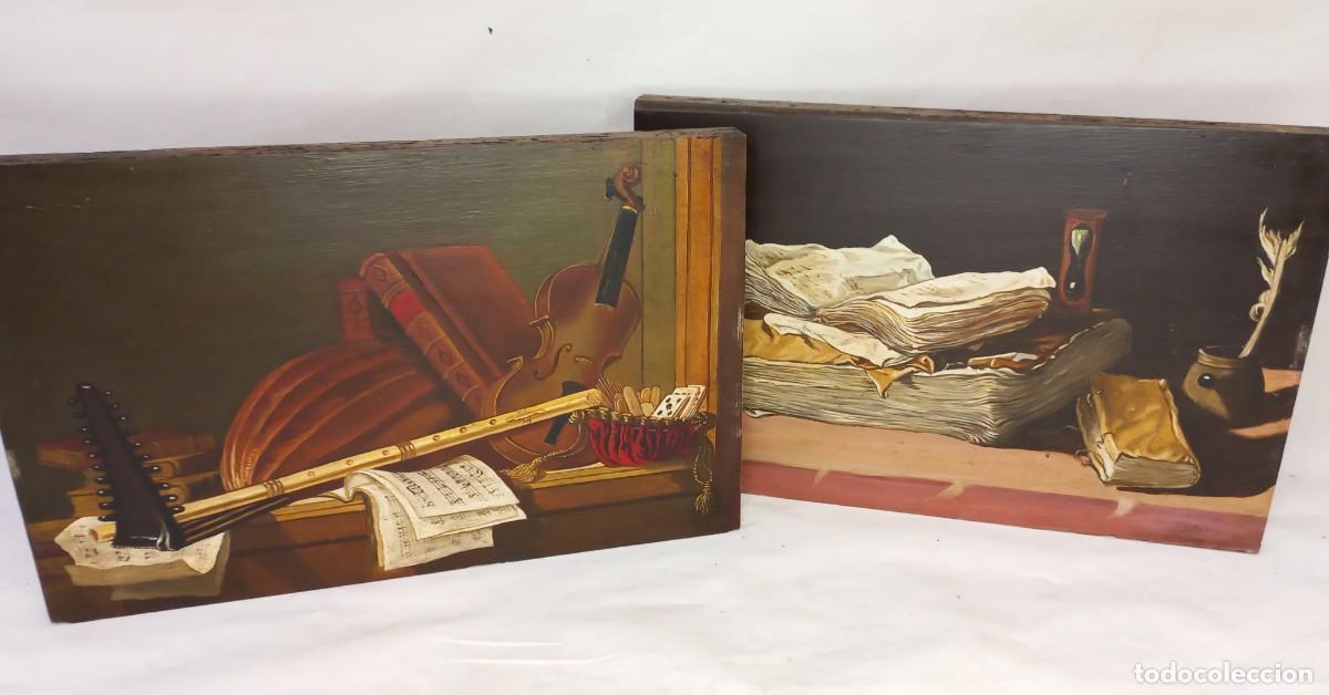 Arte: PAREJA DE REPLICAS AL OLEO SOBRE TABLA AUTOR DESCONOCIDO - BODEGONES DE PIERRE NICOLAS HUILLIOT