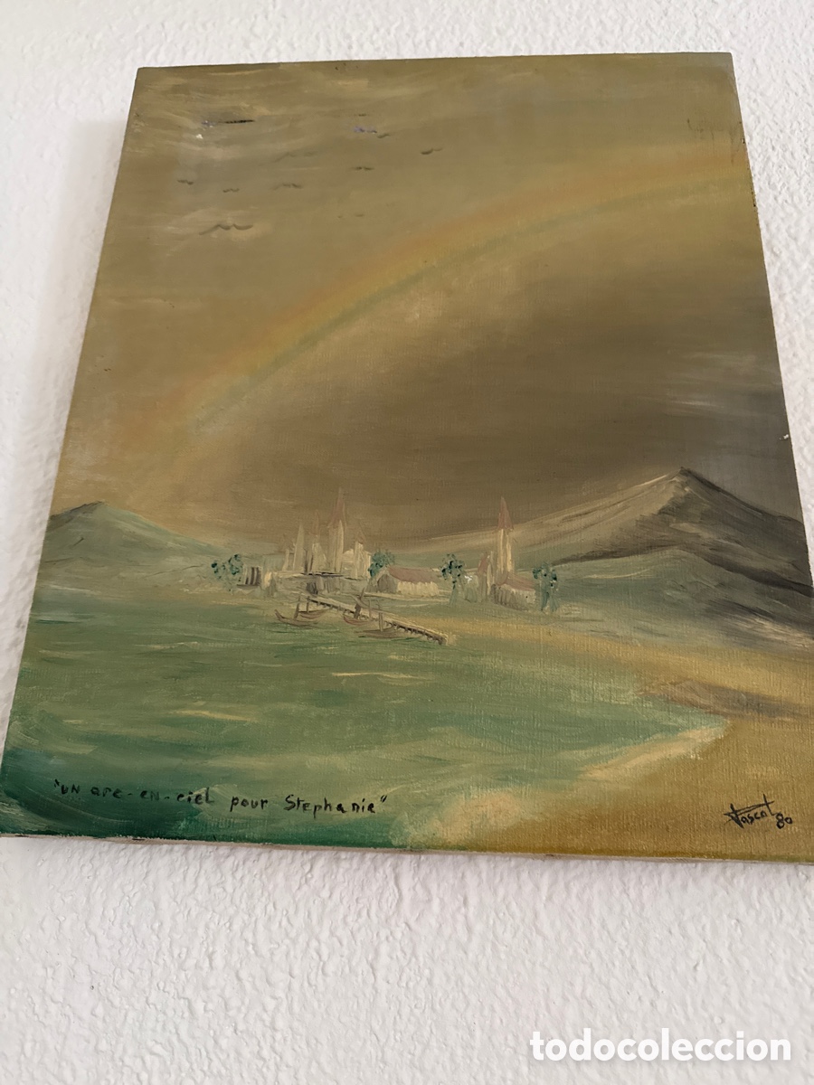 Kunst: Pintura original al &oacute;leo sobre lienzo &ldquo;Un arc en ciel pour Stephanie&rdquo;