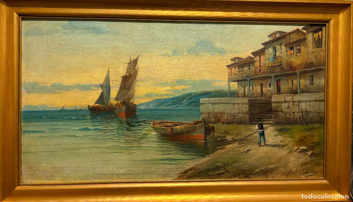 Arte: Paisaje mar&iacute;timo. S XIX, firmado