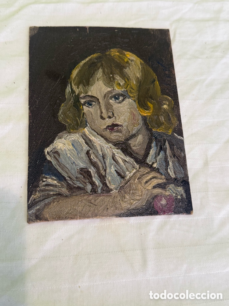 Arte: &Oacute;leo sobre t&aacute;blex &ndash; Retrato infantil &ndash; A&ntilde;o 1951 &ndash; Colecci&oacute;n Arturo Cabezas Mart&iacute;nez