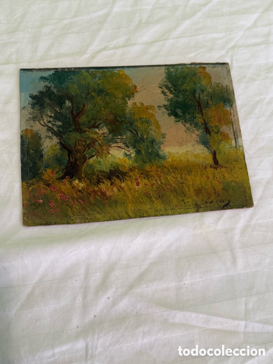 Arte: &Oacute;leo sobre t&aacute;blex firmado &ndash; Paisaje con &aacute;rboles &ndash; Siglo XX &ndash; Colecci&oacute;n Arturo Cabezas Mart&iacute;nez