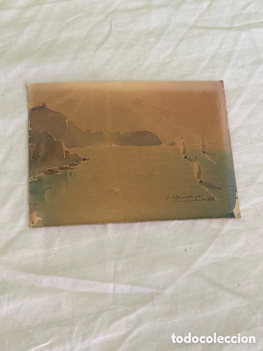 Arte: Acuarela firmada &ndash; Marina con veleros &ndash; 1988 &ndash; Colecci&oacute;n Arturo Cabezas Mart&iacute;nez