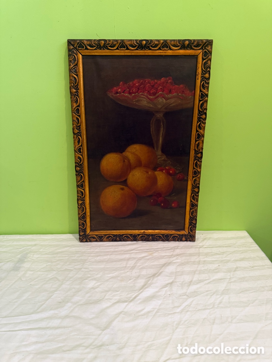 Arte: Importante &oacute;leo sobre lienzo &ndash; Bodeg&oacute;n de frutas firmado (C Frey) &ndash; Siglo XIX &ndash; Firma por estudiar