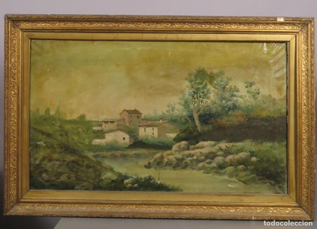 Arte: VISTA PAISAJE RUTAL. OLEO S/ LIENZO. FIRMADO J. FERNANDEZ. SIGLO XIX