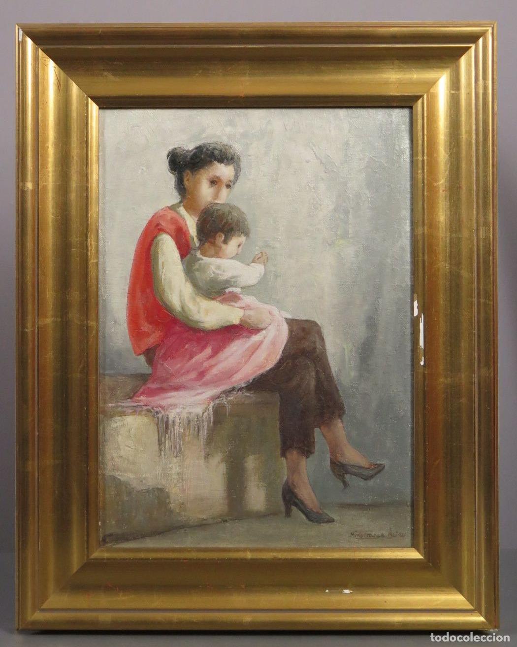 Arte: ROCIO CON SU NI&Ntilde;O. OLEO S/ LIENZO. Manuel Mingorance Acien . M&aacute;laga, 1920-2014