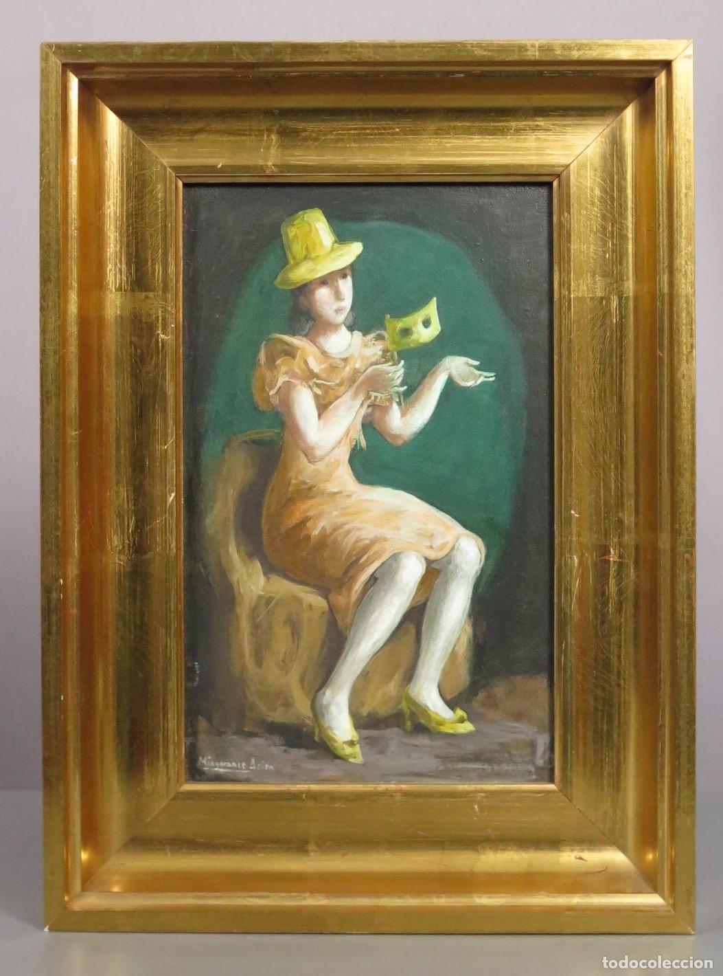 Arte: MASCARA. TEMPLEO S/ LIENZO. Manuel Mingorance Acien . M&aacute;laga, 1920-2014