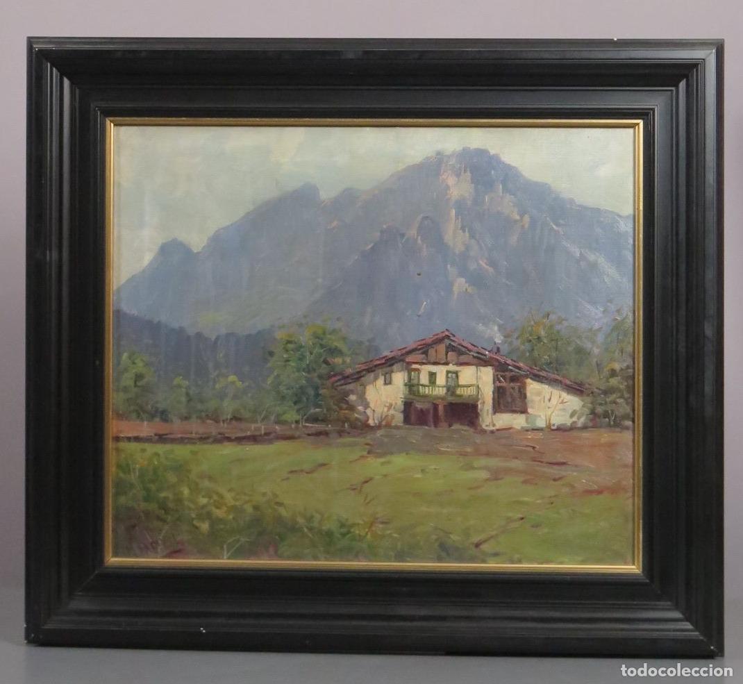 Arte: VISTA DE CASERIO EN O&Ntilde;ATE. FIRMADO MENDIVIL 1975