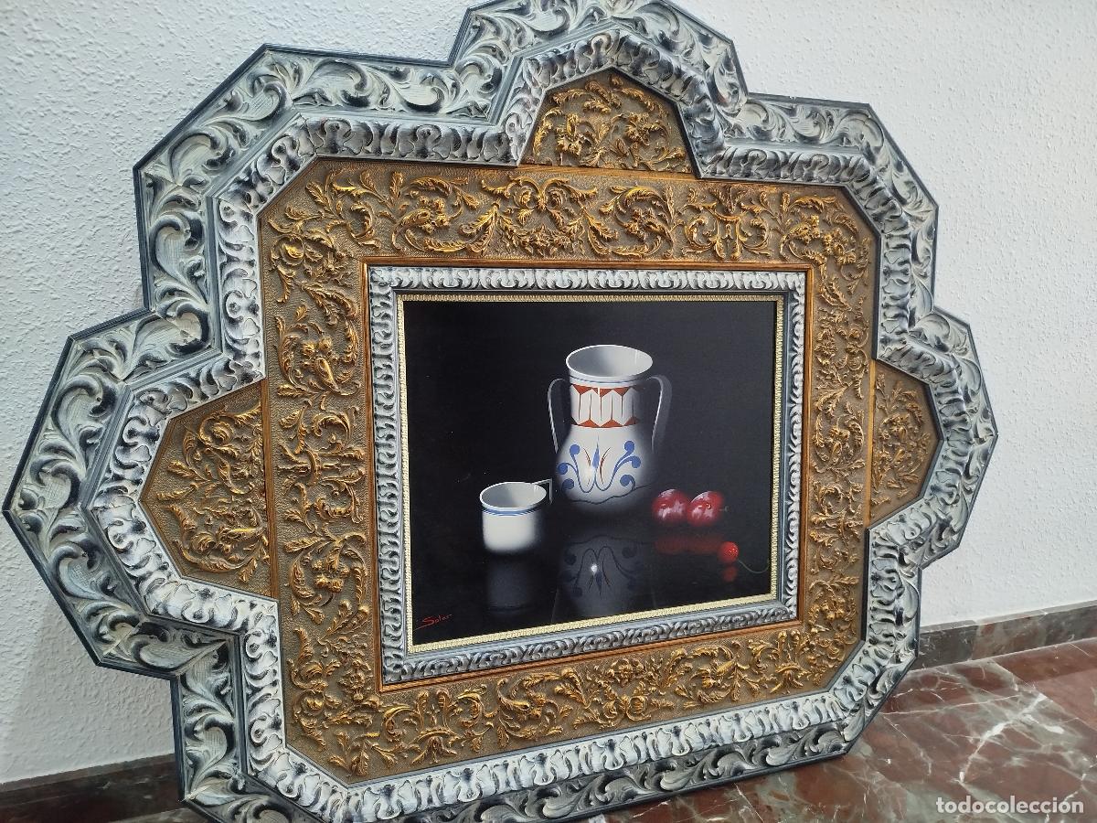 Arte: Magn&iacute;fico &Oacute;leo Bodeg&oacute;n - Pintor Aragon&eacute;s Soler (S. XX) - Espectacular Marco 120 x 100 cm