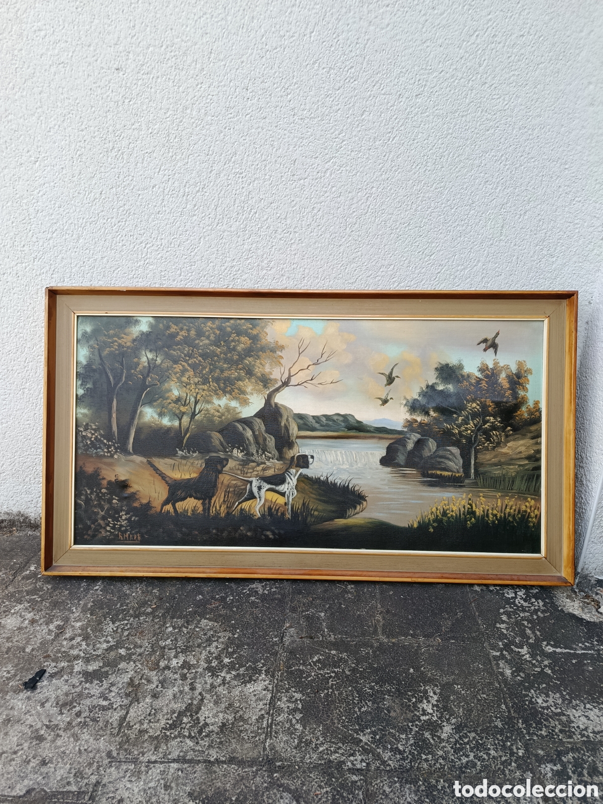 Arte: Cuadro Paisaje con perros
