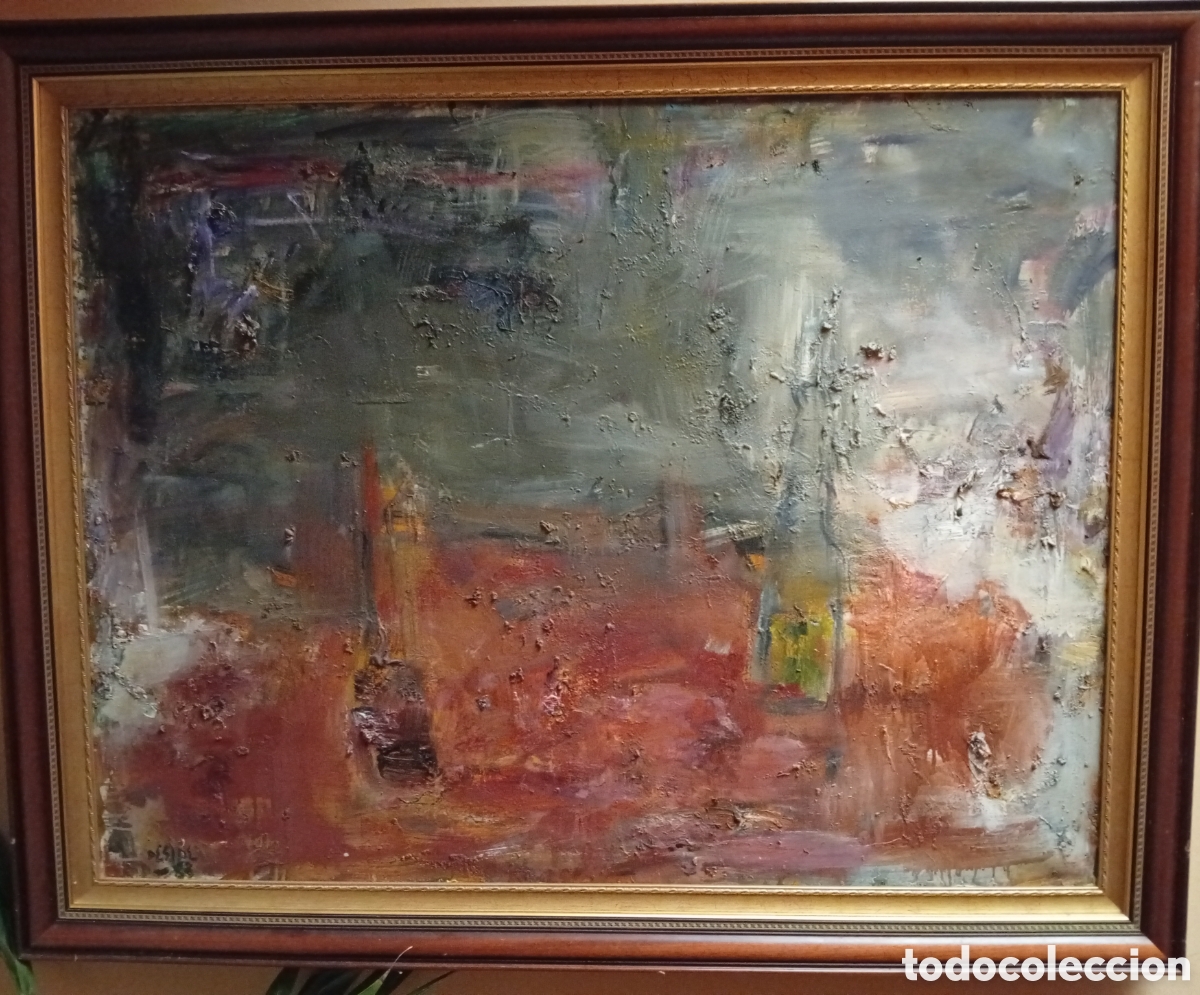 Arte: Pintura gallega grande oleo lienzo del pintor Ram&oacute;n Deside (Mar&iacute;n, 1935-2016) Ram&oacute;n Lorda Vidal