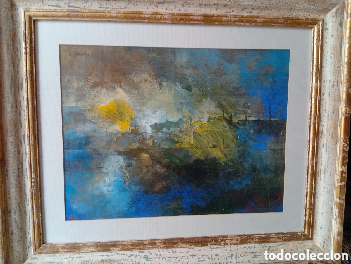 Arte: Pintura gallega t&eacute;cnica mixta preciosa de la gran Marieta Quesada Legido ( Vigo ,1962)