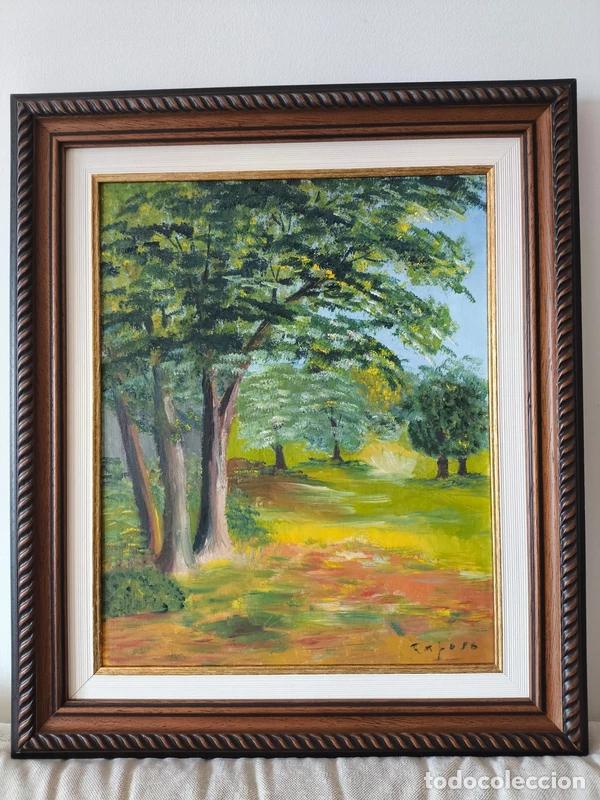 Arte: Cuadro Paisaje Bosque con Marco Madera - Foto 1