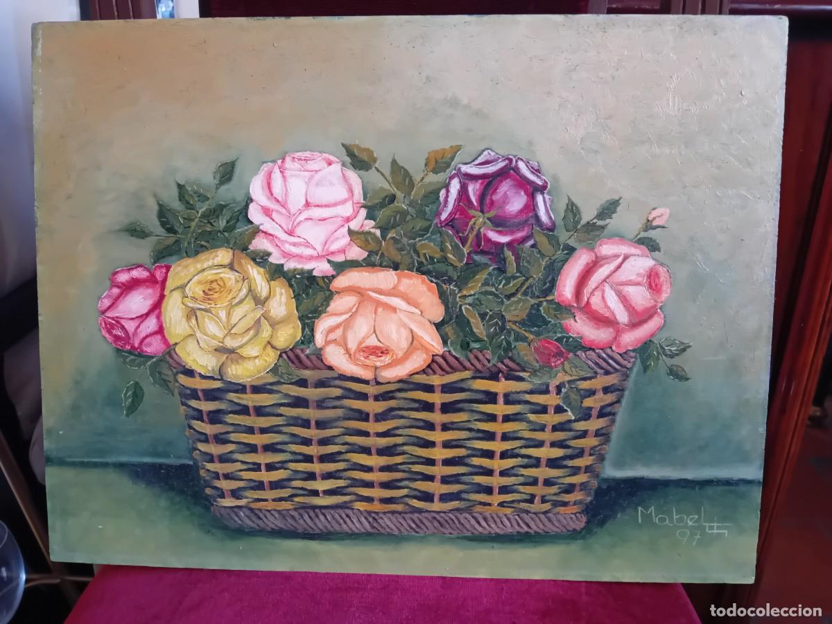 Arte: Cesta con flores firmado Mabel-97