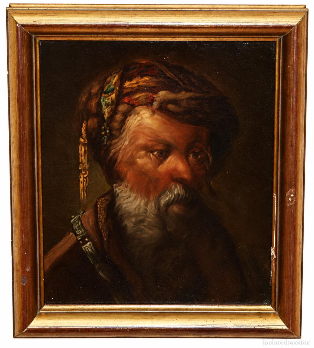 Art: ESCUELA HOLANDESA (XX) OLEO SOBRE TELA. RETRATO MASCULINO (tras Rembrandt)