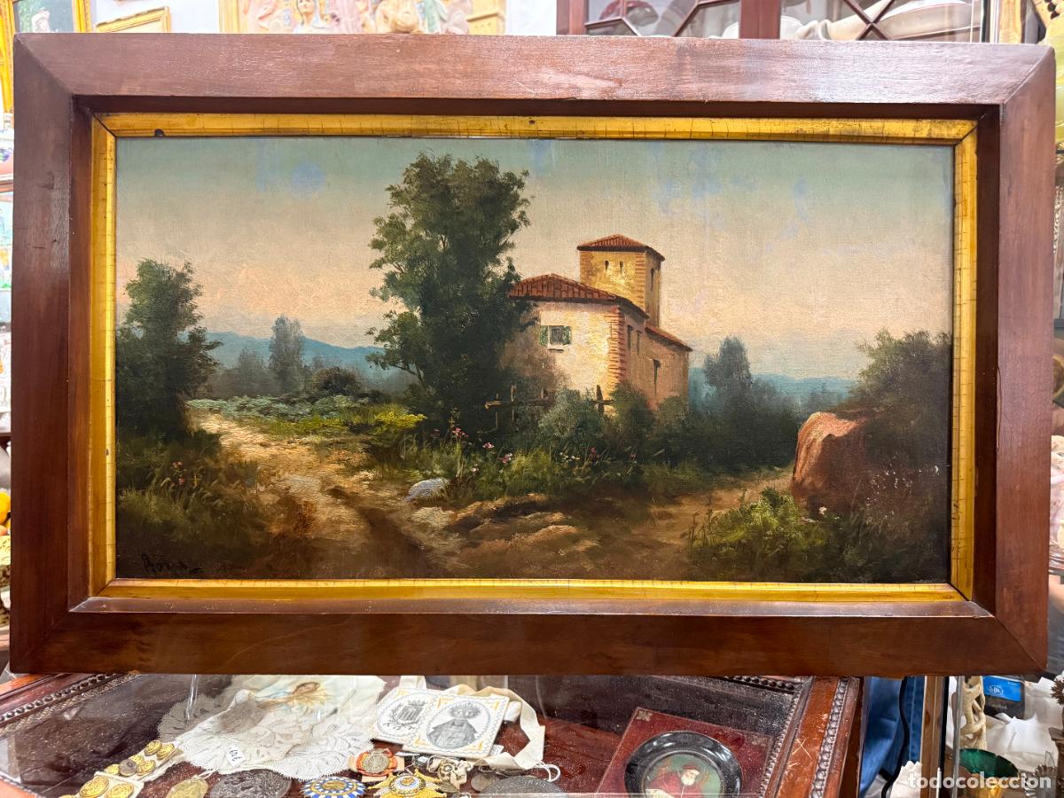 Kunst: OLEO SOBRE LIENZO PAISAJE DEL SIGLO XIX - MEDIDA MARCO 90X55 CM