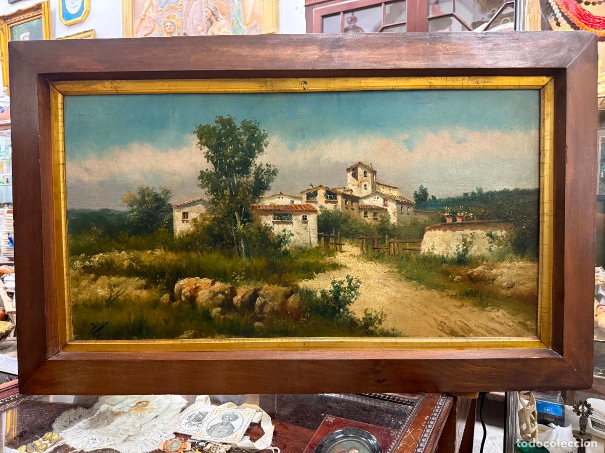 Arte: OLEO SOBRE LIENZO PAISAJE DEL SIGLO XIX - MEDIDA MARCO 90X55 CM