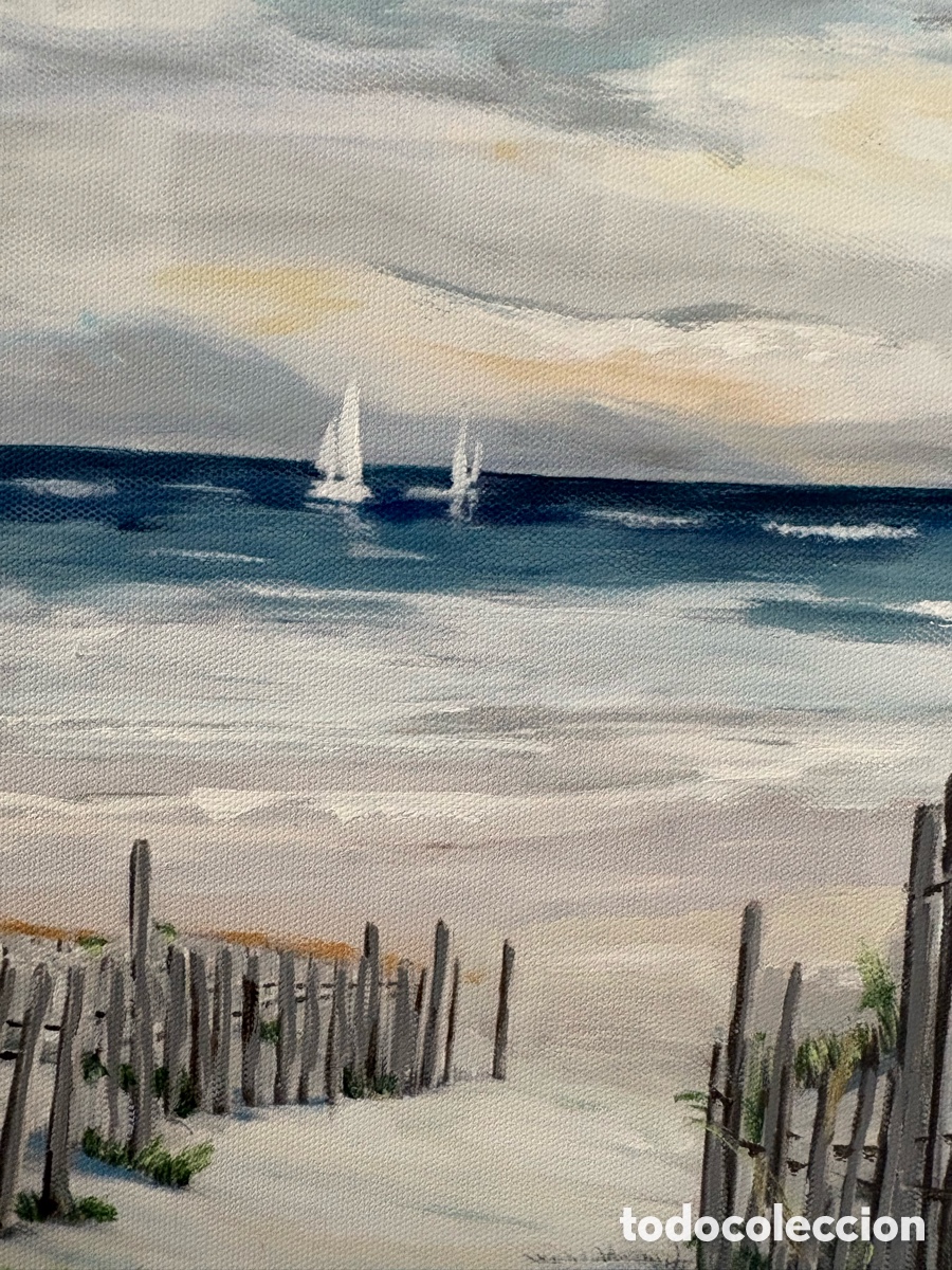 Arte: Tr&iacute;ptico pintado a mano en acr&iacute;lico de playa - Foto 3