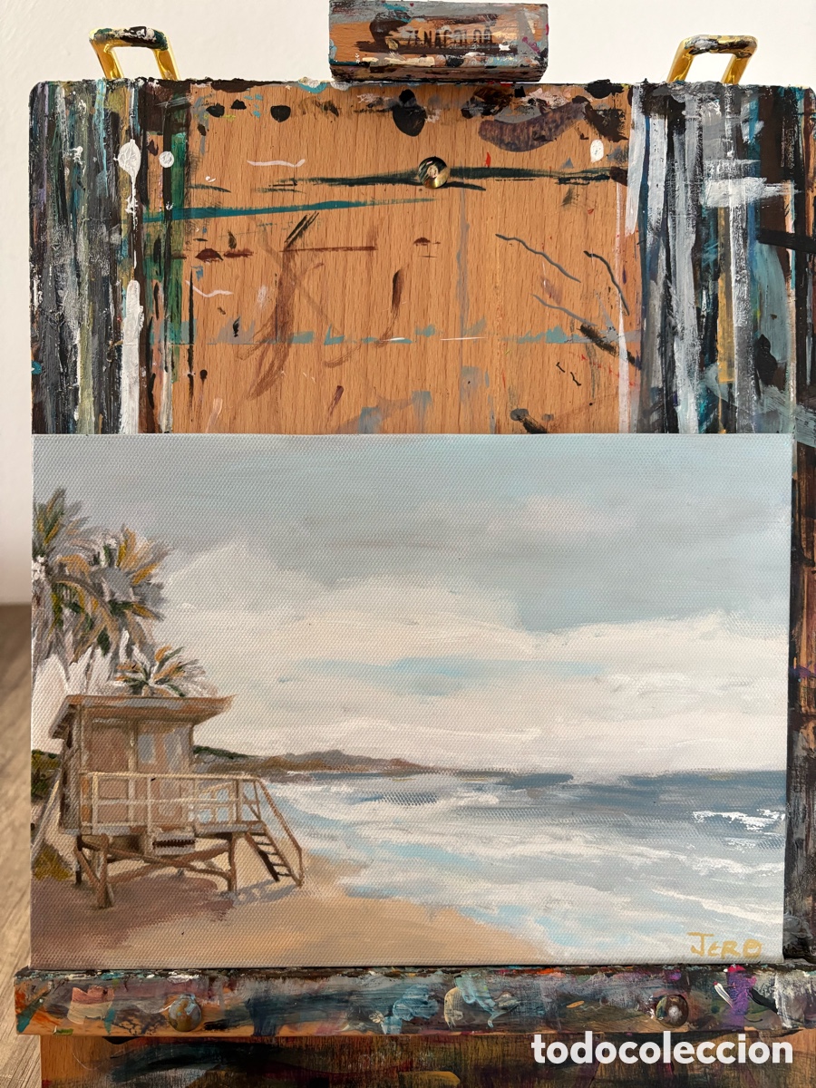 Arte: Tr&iacute;ptico pintado a mano en acr&iacute;lico de playa - Foto 6