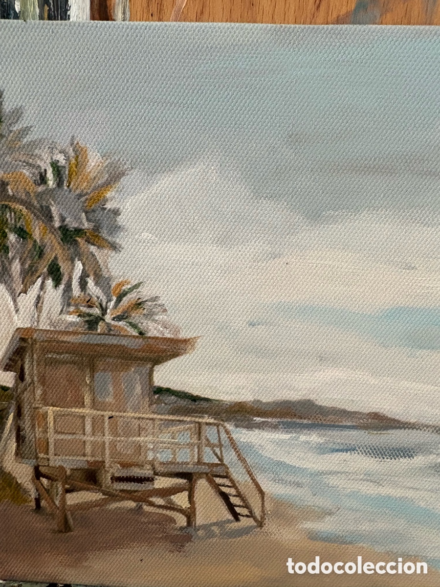 Arte: Tr&iacute;ptico pintado a mano en acr&iacute;lico de playa - Foto 7