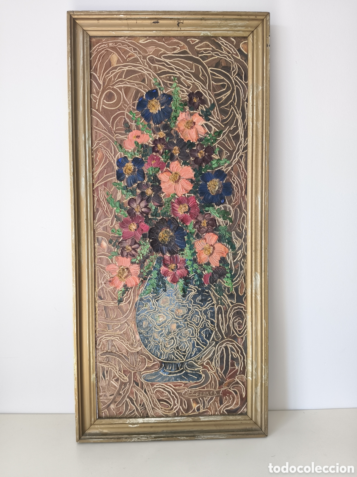 Kunst: Antiguo oleo sobre tablex firmado VF Ferrer