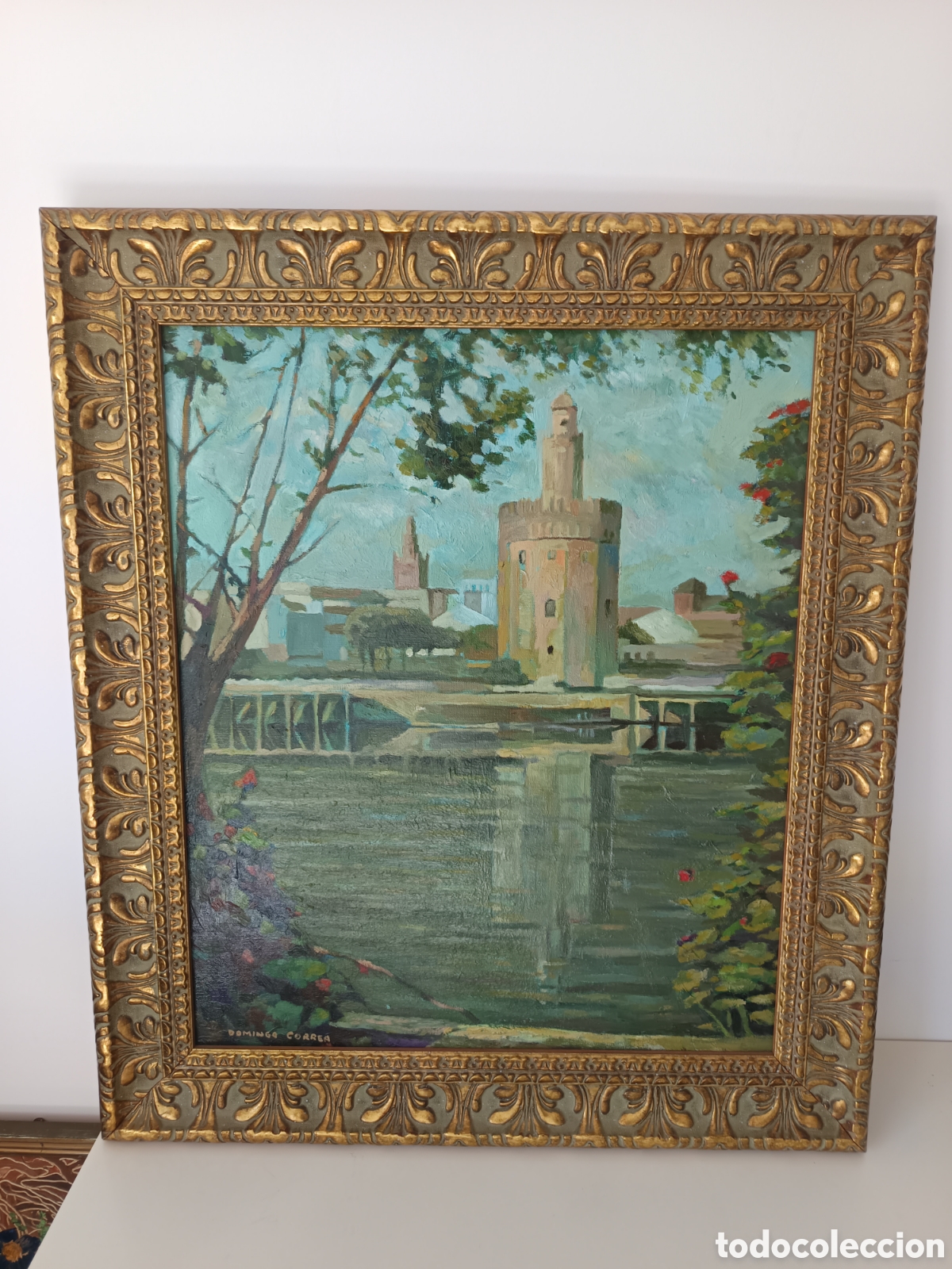Arte: Pintura al oleo sobre lienzo La Torre del Oro cuadro Domingo Correa