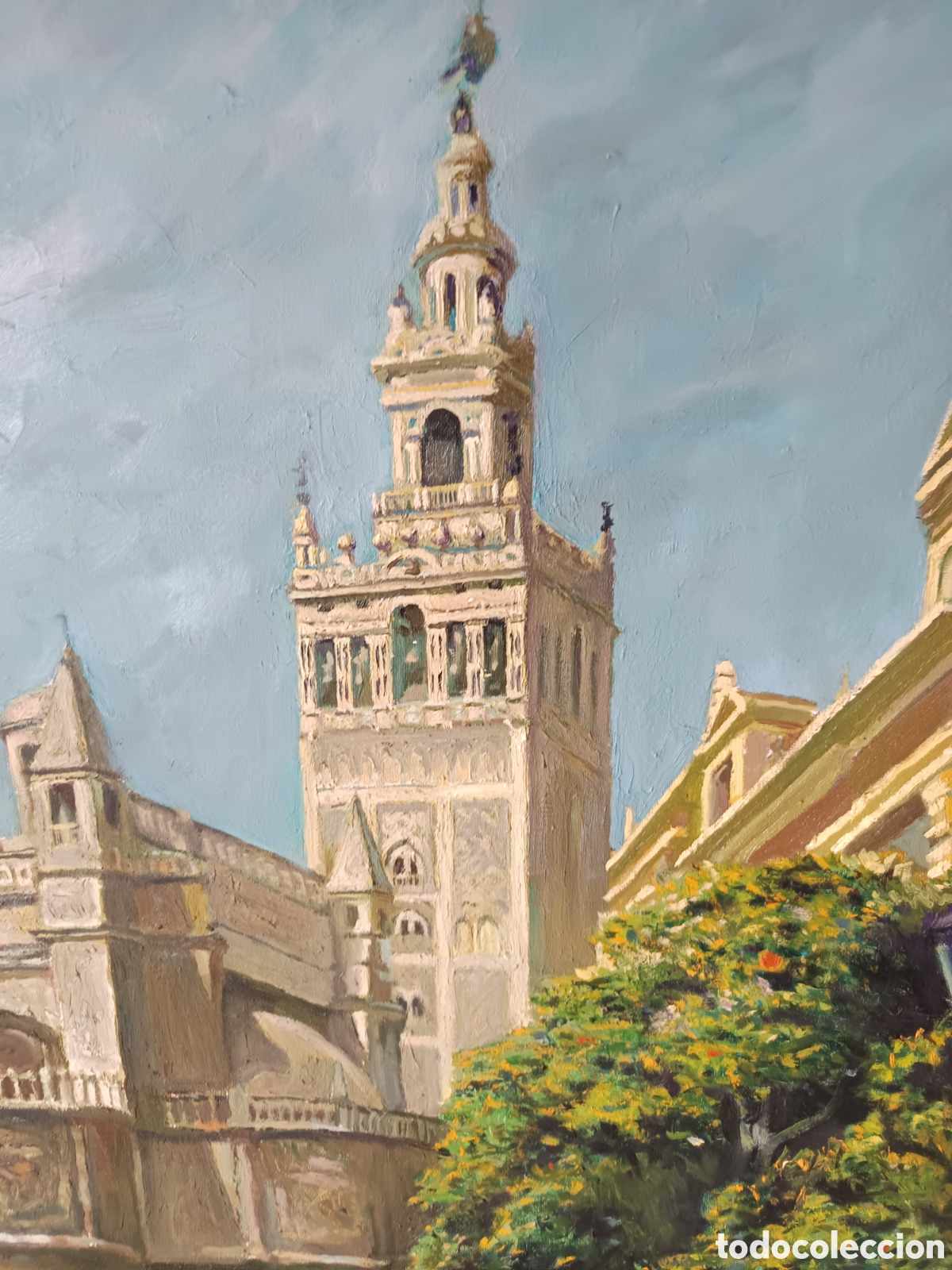 Art: Gran cuadro al oleo Domingo Correa, La Giralda de Sevilla