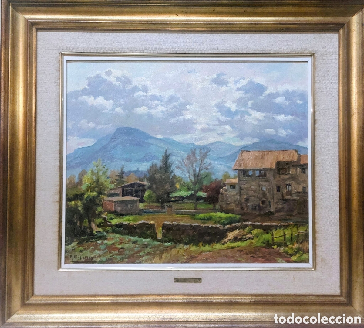 Arte: RAMON MAS Y MAS OLEO TELA TEMA PAISAJE RURAL 55X 46 MAS MARCO