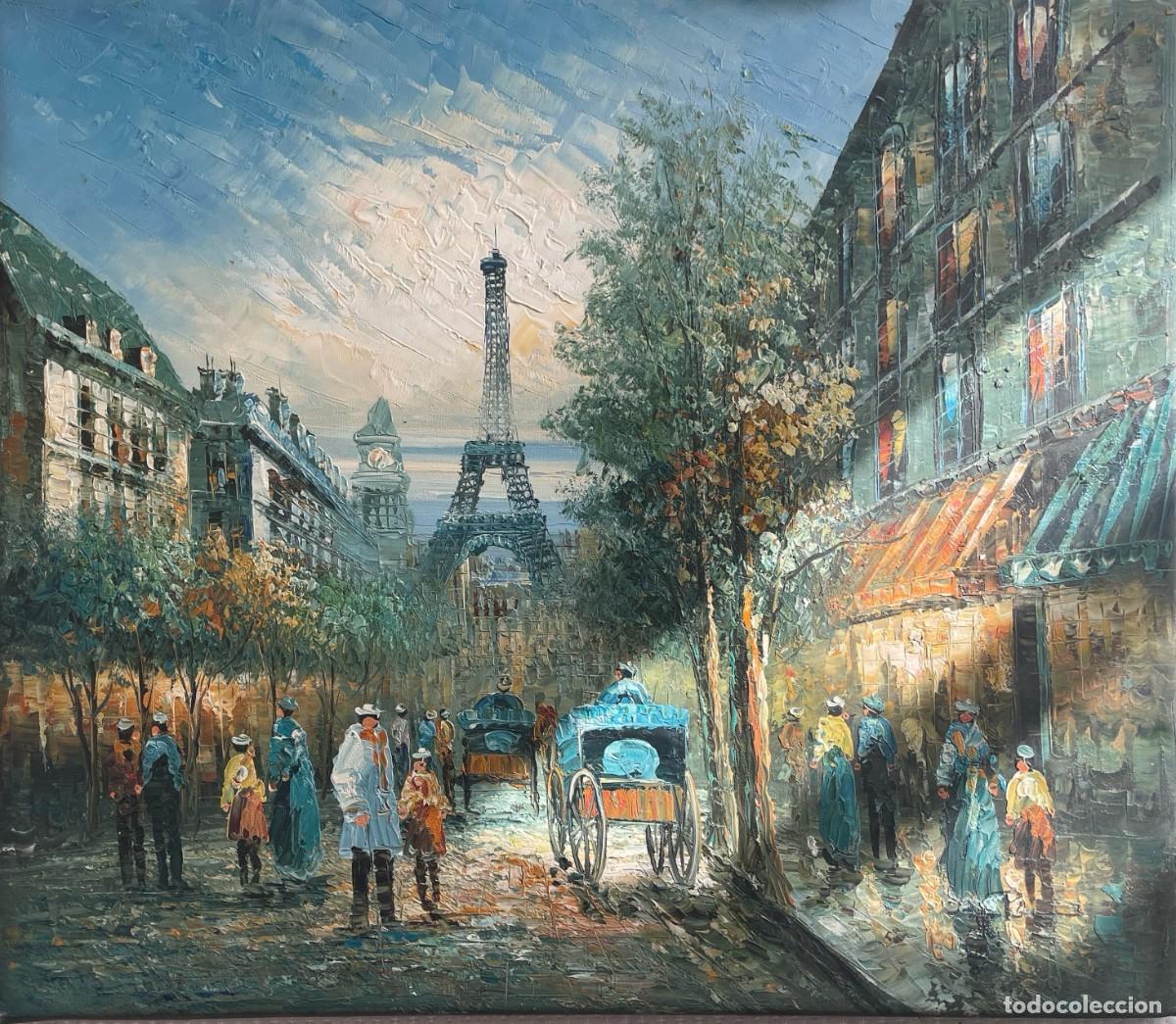 Arte: Cuadro al &oacute;leo de Par&iacute;s con la Torre Eiffel &ndash; 60 &times; 50 cm - Foto 2