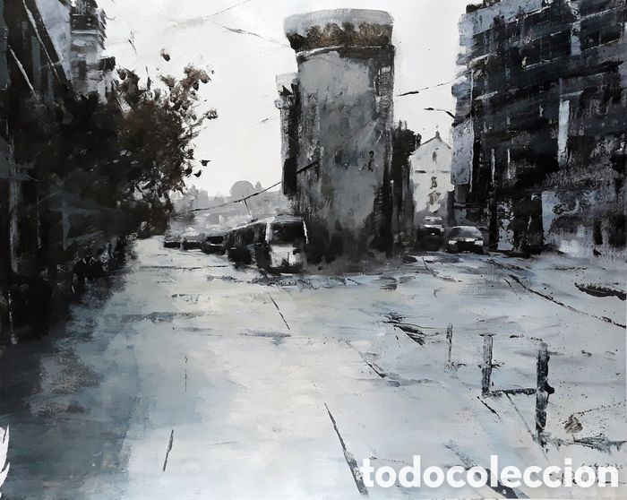 Arte: Pintura de Angel Pe&ntilde;uela - Torres en la ciudad