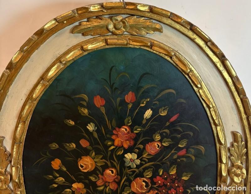 Arte: Bodeg&oacute;n Flores Oval con Marco Tallado - Foto 3