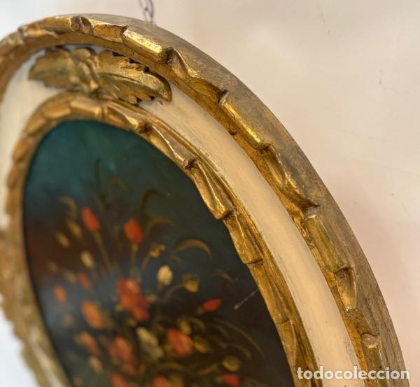 Arte: Bodeg&oacute;n Flores Oval con Marco Tallado - Foto 4