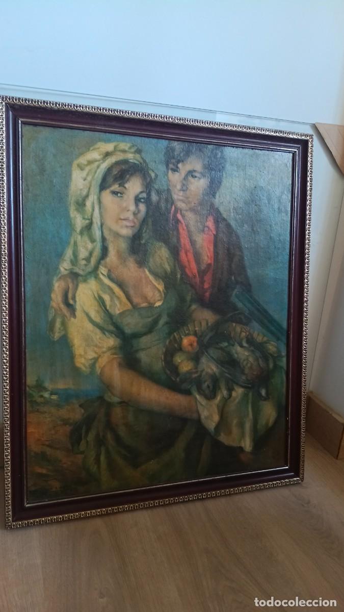 Arte: Cuadro Vintage &rdquo;Pareja con caza y fruta&rdquo; - Francisco Ribera