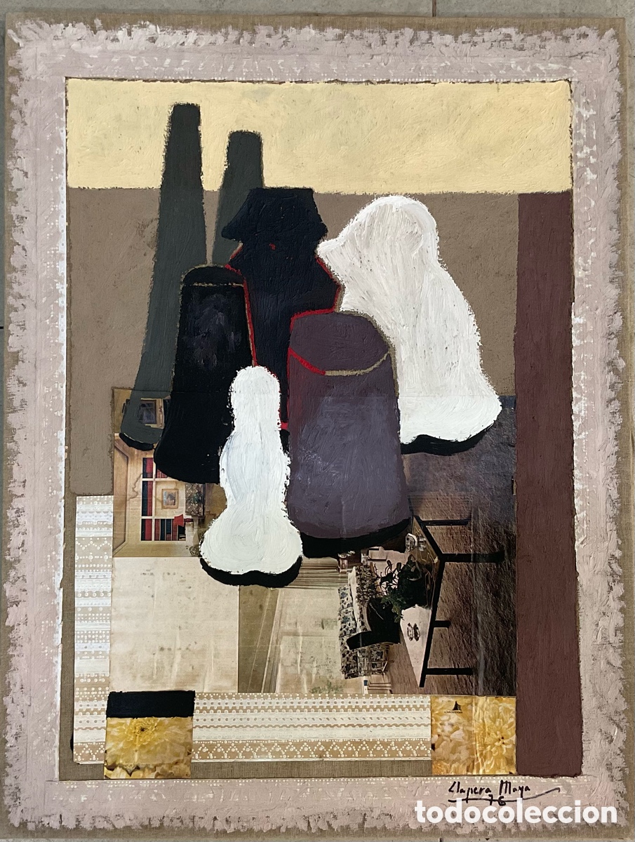 Arte: JOAN CLAPERA MAY&Agrave; (1929-2018) &ndash; COLLAGE ORIGINAL Y T&Eacute;CNICA MIXTA SOBRE LIENZO &ndash; 1976 &ndash; FIRMADO