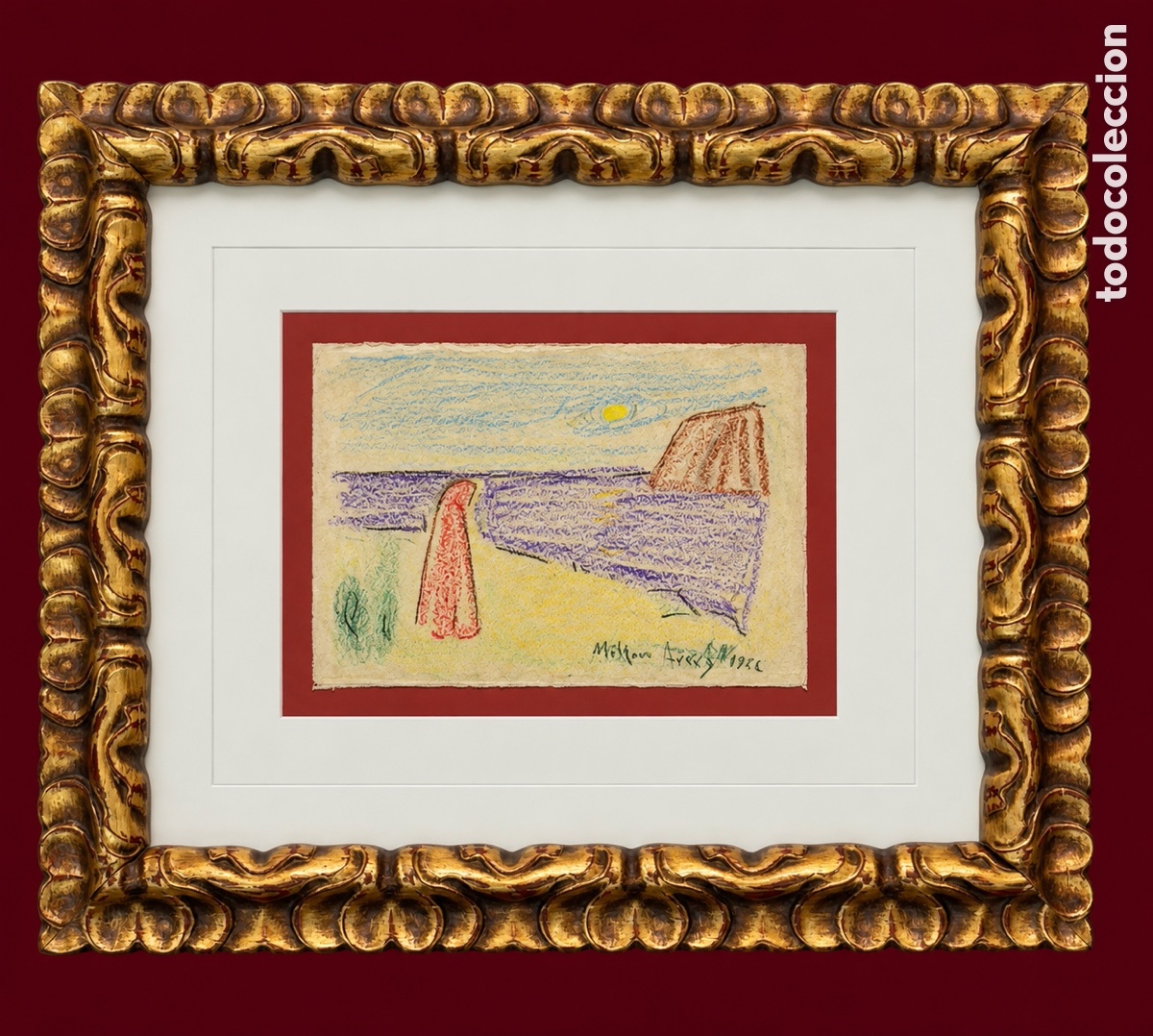 Art: MILTON AVERY. &ldquo; AL BORDE DEL MAR&rdquo; Cera sobre cart&oacute;n.