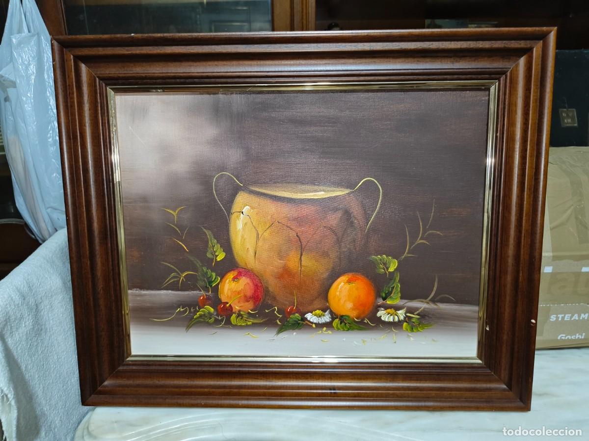 Arte: Cuadro Oleo sobre lienzo Bodegon anonimo, Medidas 49x39 cm.