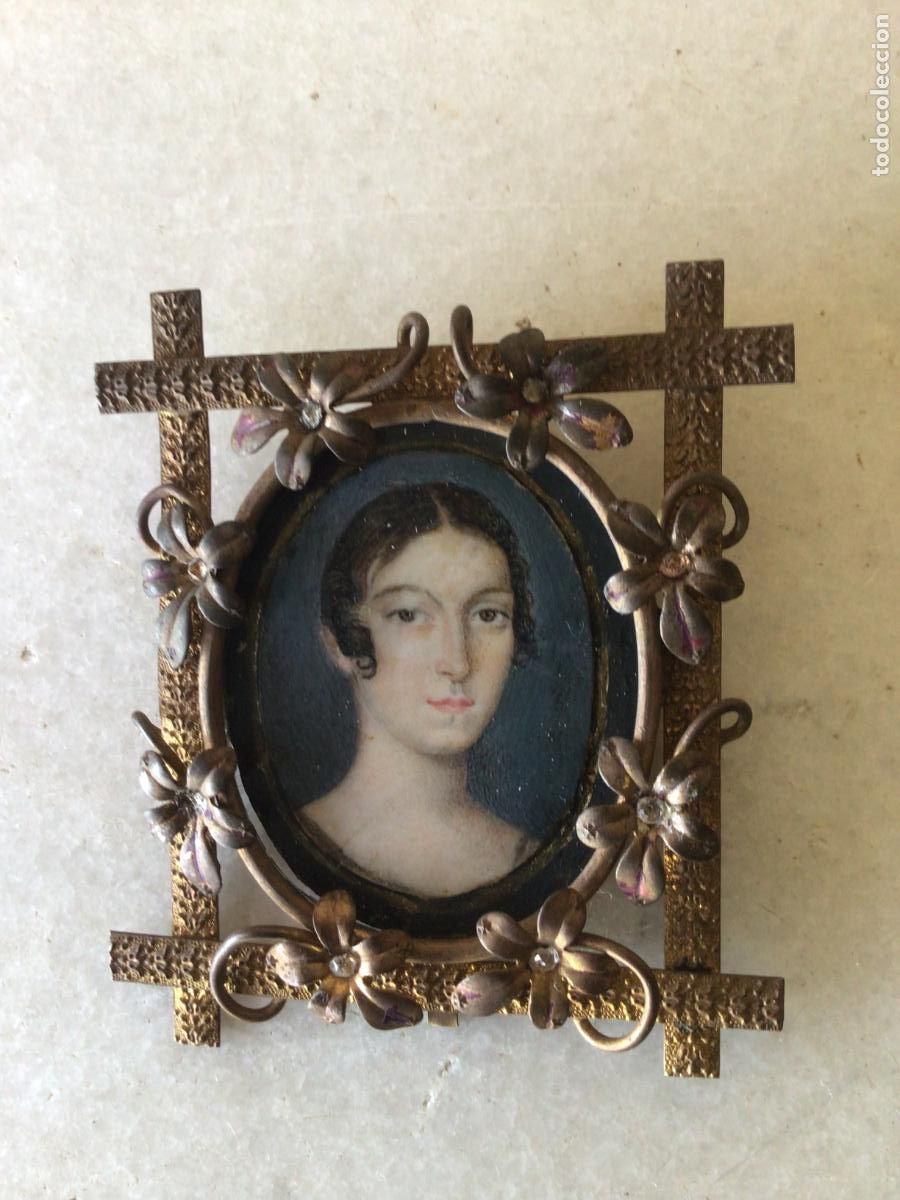 Arte: ANTIGUA MINIATURA PINTADA SOBRE MARFIL . RETRATO DAMA IMPERIO 1815