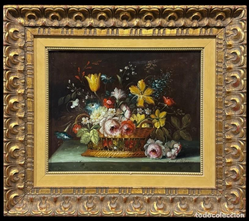 Arte: Lorenzo Blanco (1955) - Elegante cesta de flores