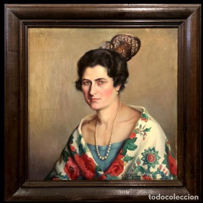 Arte: Ignacio S&aacute;nchez-Guardamino (1898-1984) - Retrato de una dama con mant&oacute;n de Manila