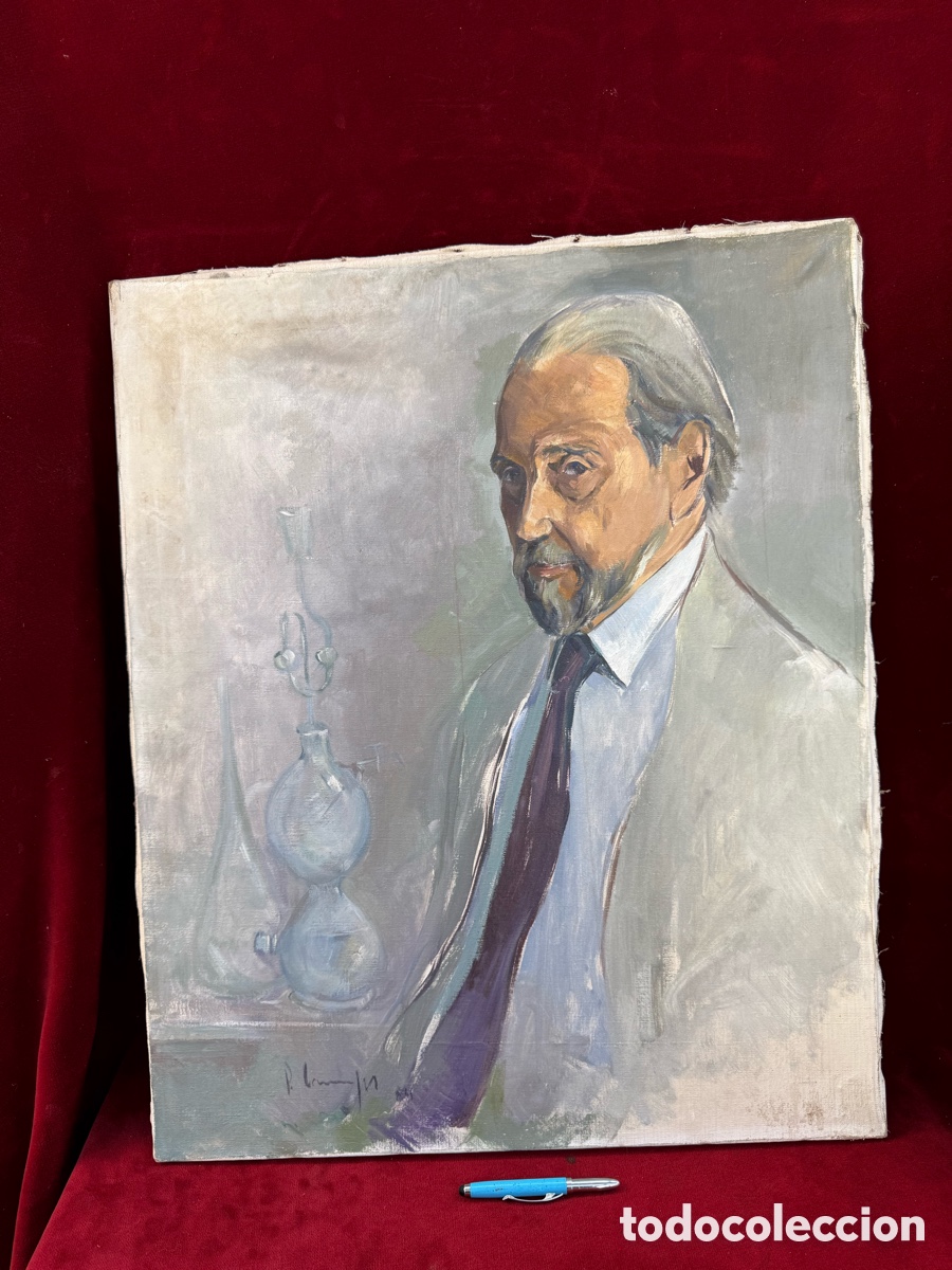 Arte: Antiguo cuadro oleo sobre lienzo con Dedicatoria!Firmado!