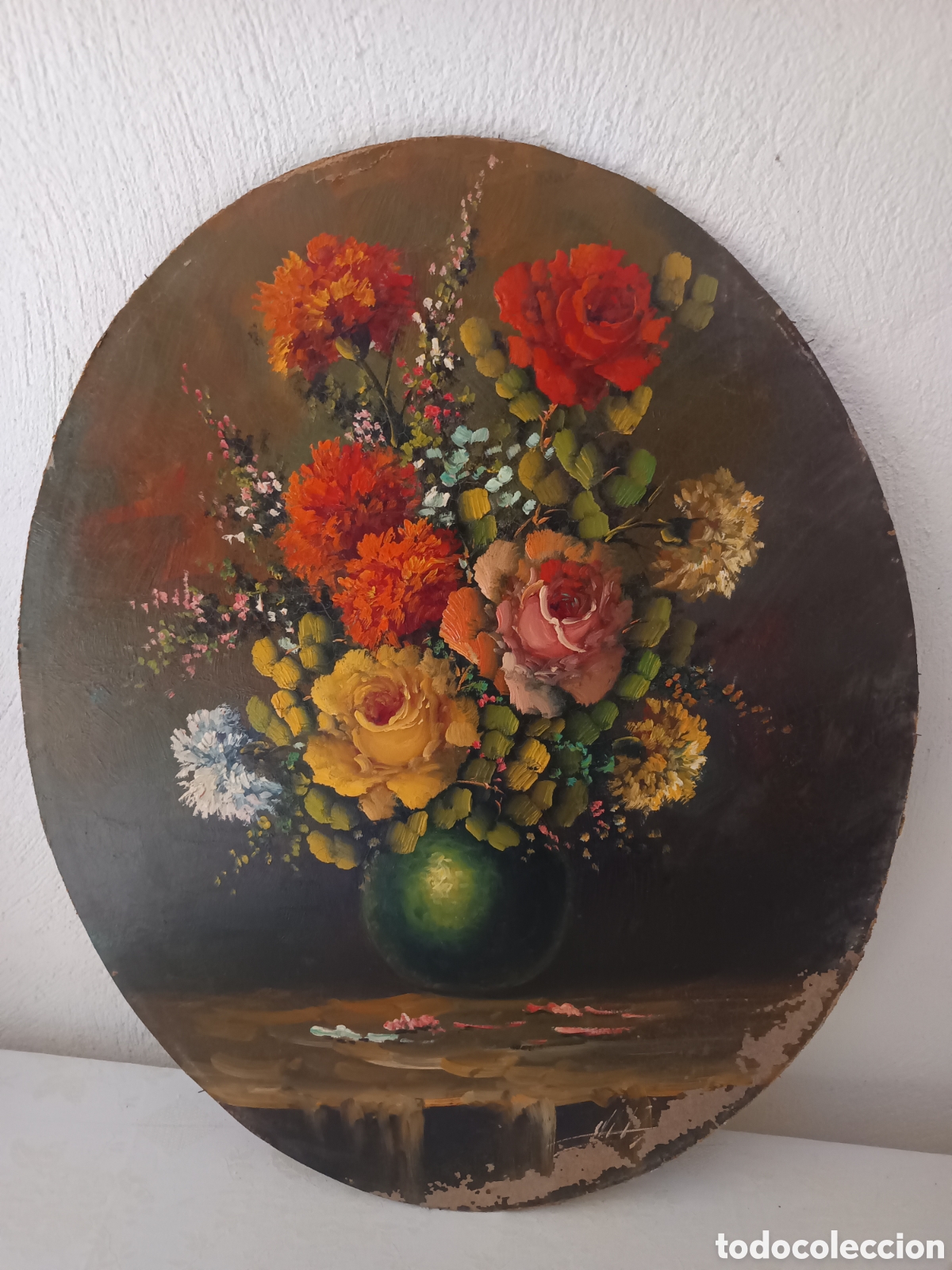 Kunst: Bodeg&oacute;n firmado oleo ovalado firmado