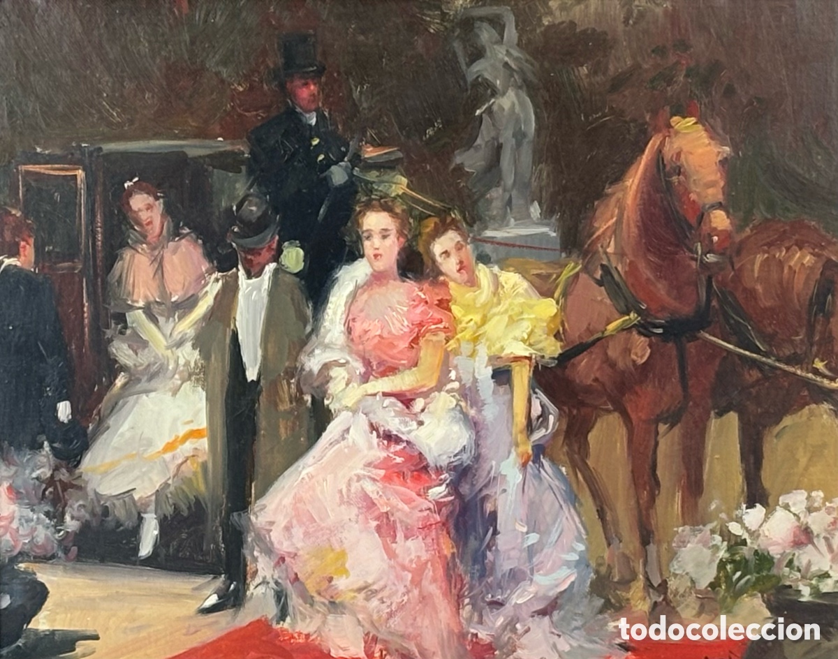 Arte: JUAN SOLER (MADRID,1940) - ENTRANDO AL TEATRO - OLEO TELA